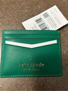 kate spade Emerald Green Leather Card Case (no box but with tags)